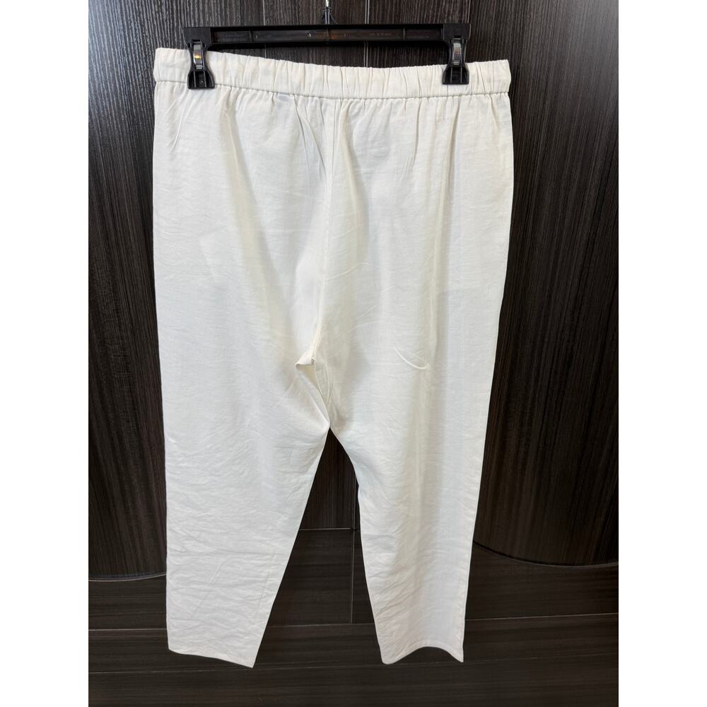Theory Treeca Eco Crunch Wash White Linen Blend Drawstring Cropped Pants Women M - Picture 5 of 9